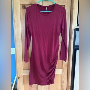 Grecerelle maroon Burgundy Long Sleeve bodycon ruched maternity Dress medium M